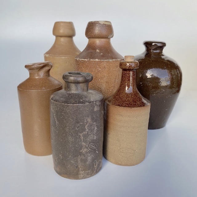 BOTTLE, Stoneware or Pottery - Brown Small